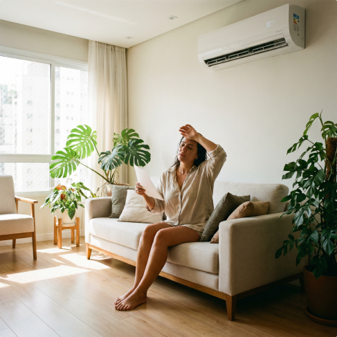 Técnico de ar-condicionado em ambiente residencial